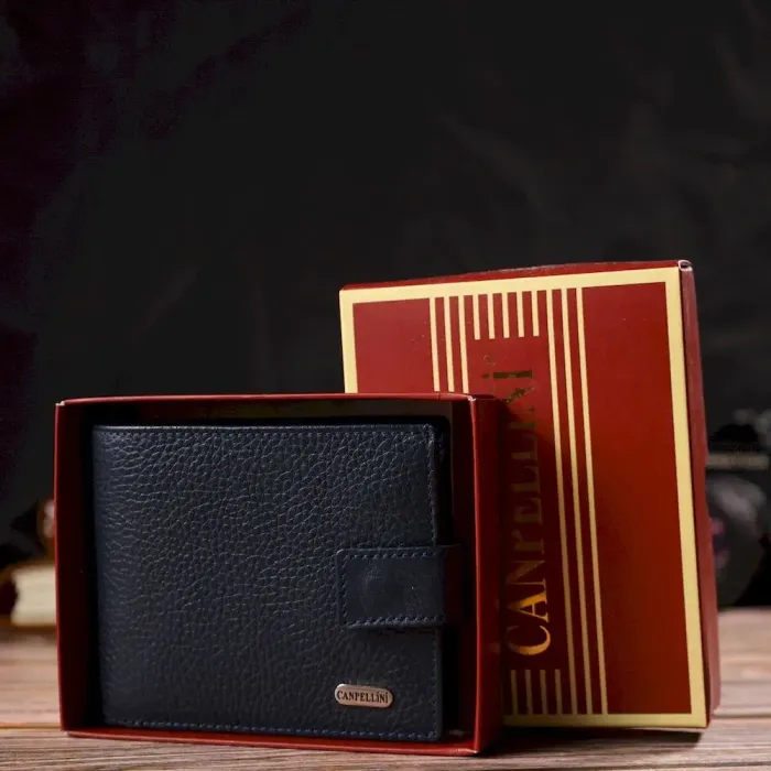 Привлекательный горизонтальный кошелек для мужчин из натуральной кожи флотар CANPELLINI 21894 Синий