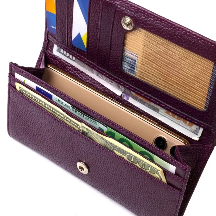 Привлекательный женский кошелек из натуральной кожи CANPELLINI 21831 Сиреневый