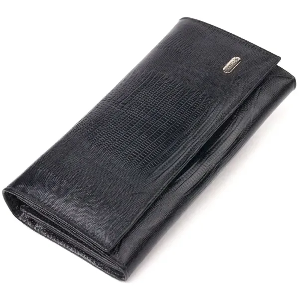 Привабливий жіночий гаманець із монетницею з натуральної фактурної шкіри CANPELLINI 21527 Чорний