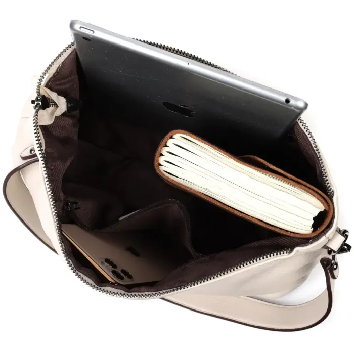 Прямокутна сумка жіноча з двома знімними ременями з натуральної шкіри Vintage 22377 Біла