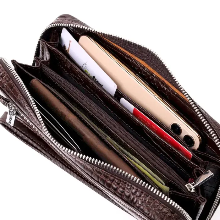 Прочная мужская барсетка KARYA 20907 кожаная Коричневый