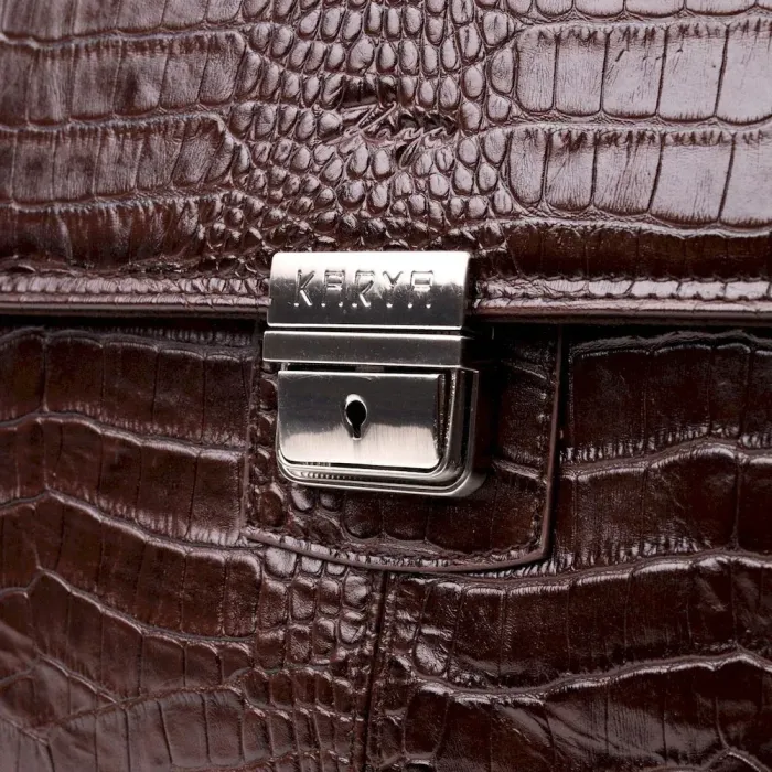 Чоловічий портфель із фактурної шкіри KARYA 20938 Коричневий