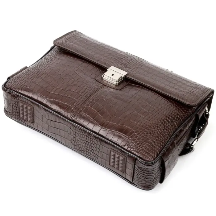 Чоловічий портфель із фактурної шкіри KARYA 20938 Коричневий