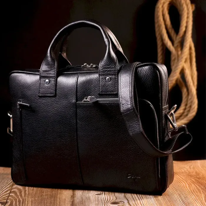 Прочная сумка-портфель из зернистой кожи KARYA 20872 Черный