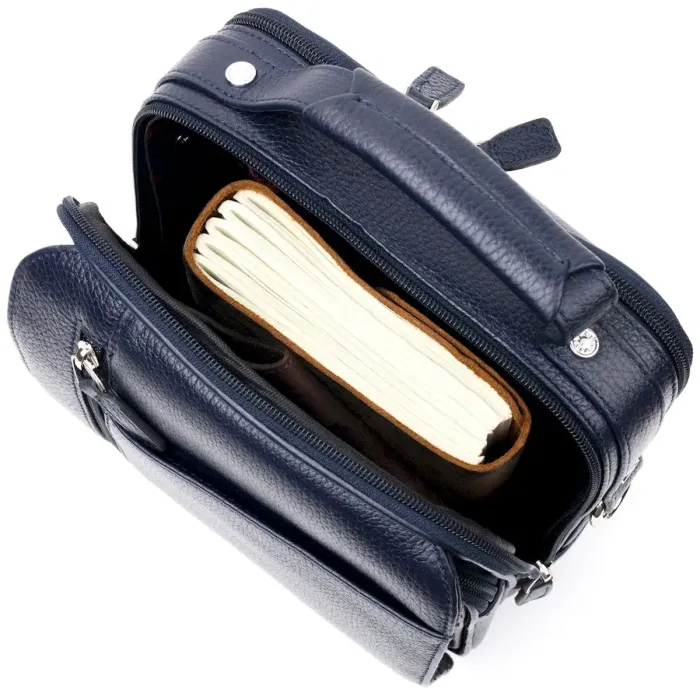 Прочный мужской мессенджер KARYA 20897 кожаный Синий