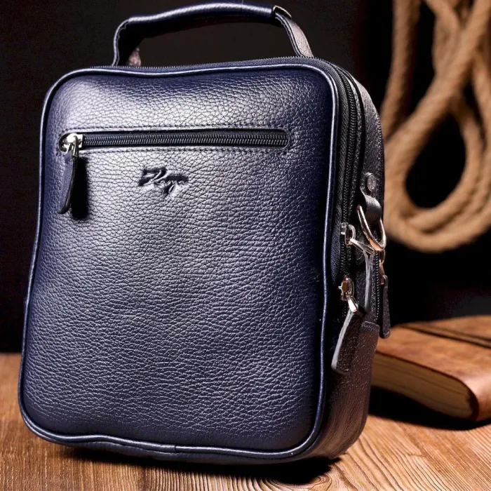 Прочный мужской мессенджер KARYA 20897 кожаный Синий