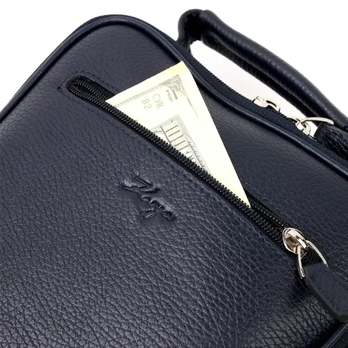 Прочный мужской мессенджер KARYA 20897 кожаный Синий