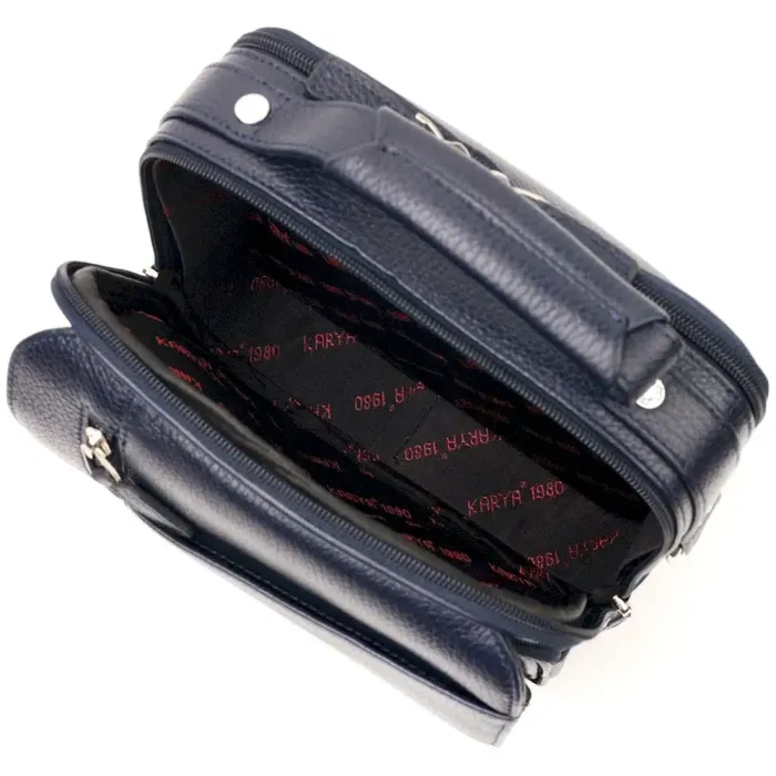 Прочный мужской мессенджер KARYA 20897 кожаный Синий