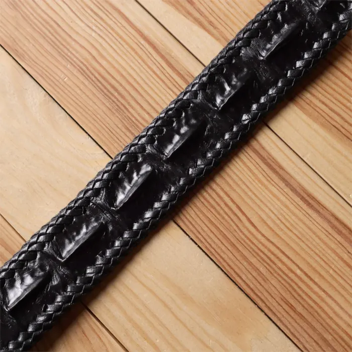 Ремінь-автомат CROCODILE LEATHER 18010 з натуральної шкіри крокодила Чорний