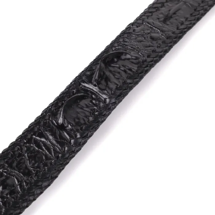 Ремінь-автомат CROCODILE LEATHER 18010 з натуральної шкіри крокодила Чорний