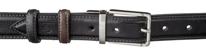 Брючний ремень двосторонній чоловічий Grande Pelle 11155 Коричневий і Чорний