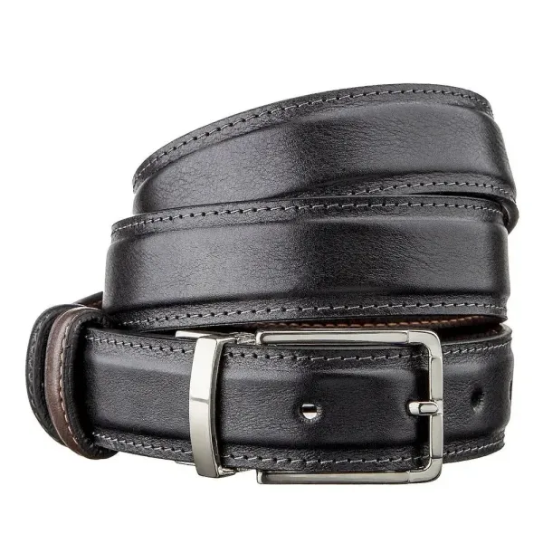 Брючний ремень двосторонній чоловічий Grande Pelle 11155 Коричневий і Чорний