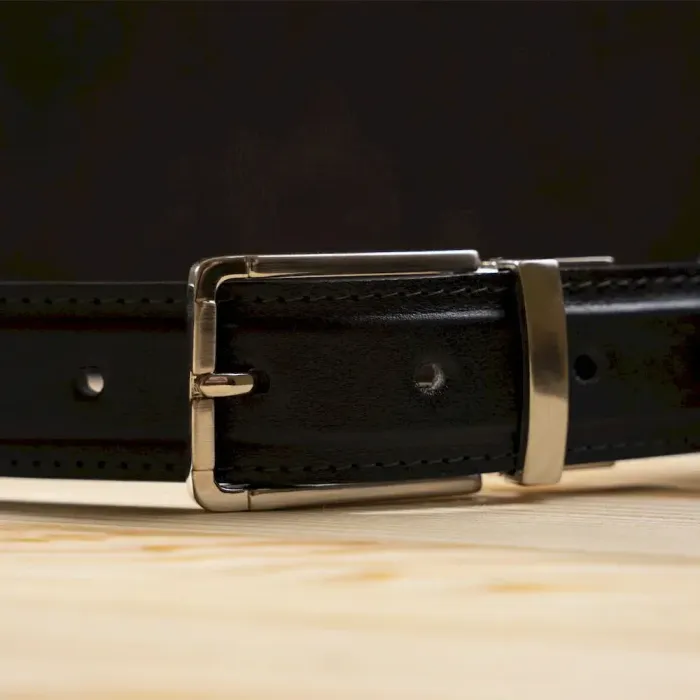 Брючний ремень двосторонній чоловічий Grande Pelle 11155 Коричневий і Чорний