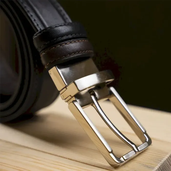 Брючний ремень двосторонній чоловічий Grande Pelle 11155 Коричневий і Чорний