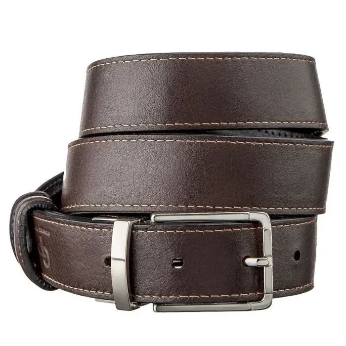 Брючний ремень двосторонній чоловічий Grande Pelle 11155 Коричневий і Чорний
