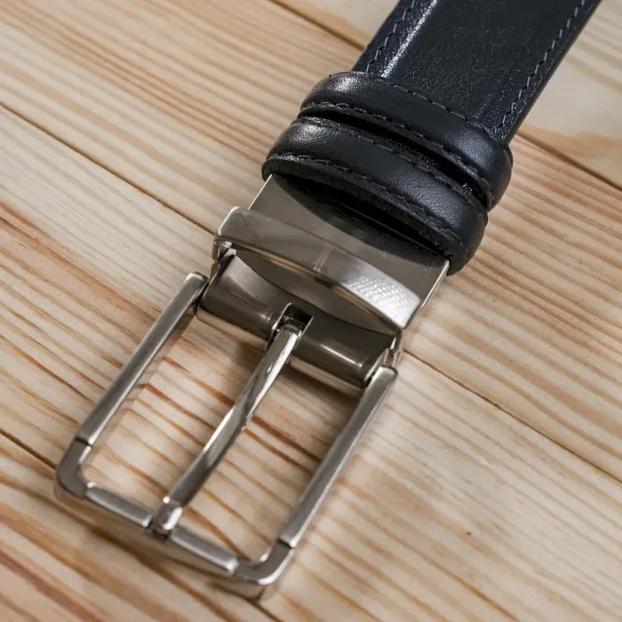 Ремень брючный двусторонний мужской Grande Pelle 11156 Синий и Черный