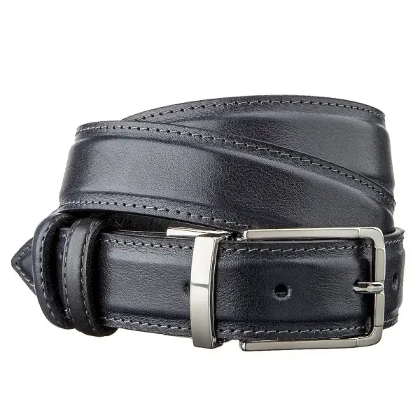 Брючний ремень двосторонній чоловічий Grande Pelle 11156 Синій і Чорний