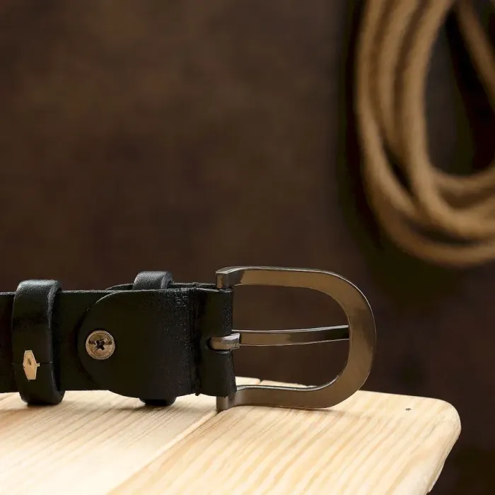 Ремінь із натуральної шкіри для жінок Vintage 20785 Чорний