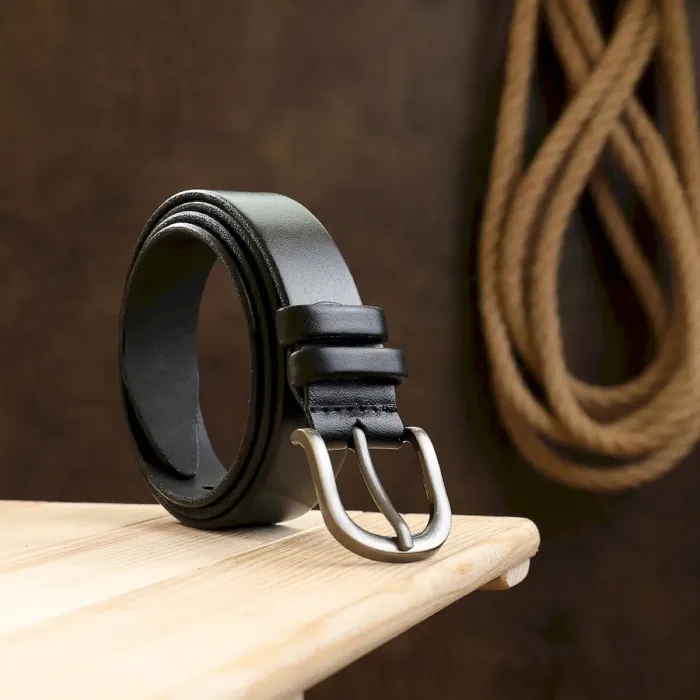 Ремінь із натуральної шкіри для жінок Vintage 20785 Чорний