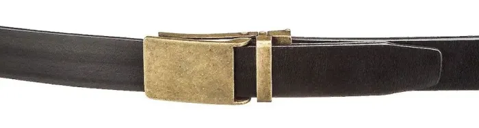 Ремінь із натуральної шкіри з ретро латунною автоматичною пряжкою Vintage 20219 Чорний
