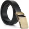 Ремінь із натуральної шкіри з ретро латунною автоматичною пряжкою Vintage 20219 Чорний