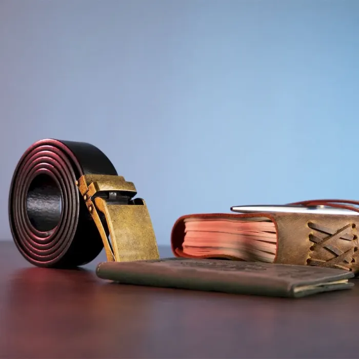 Ремінь із натуральної шкіри з ретро латунною автоматичною пряжкою Vintage 20219 Чорний