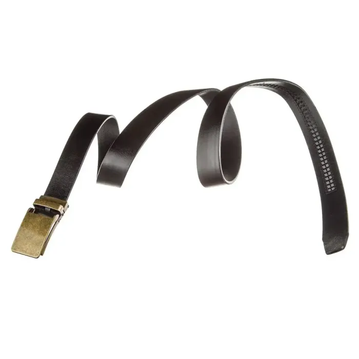 Ремінь із натуральної шкіри з ретро латунною автоматичною пряжкою Vintage 20219 Чорний