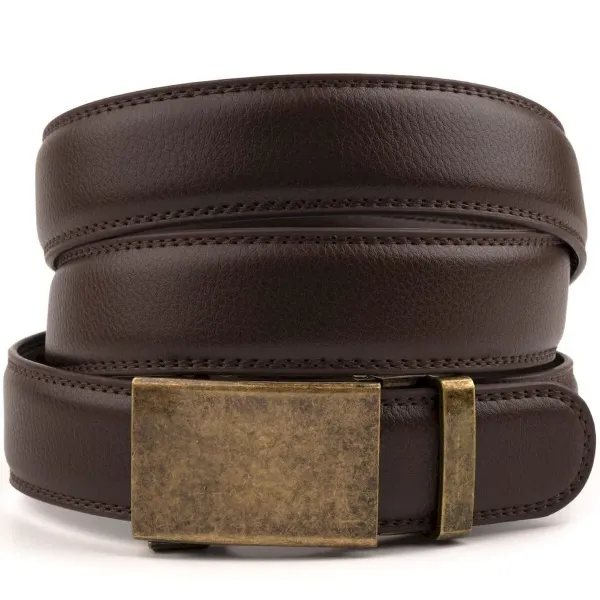 Ремінь з натуральної шкіри з автоматичною пряжкою Vintage 20309 Коричневий
