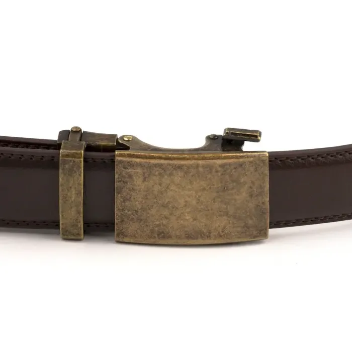 Ремінь з натуральної шкіри з автоматичною пряжкою Vintage 20309 Коричневий