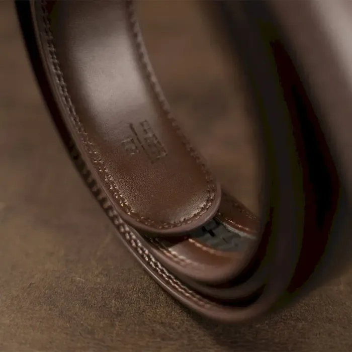 Ремінь з натуральної шкіри з автоматичною пряжкою Vintage 20309 Коричневий