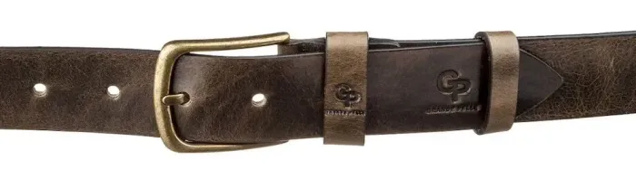 Чоловічий ремень з круглою пряжкою Grande Pelle 11275 Сіро-коричневий