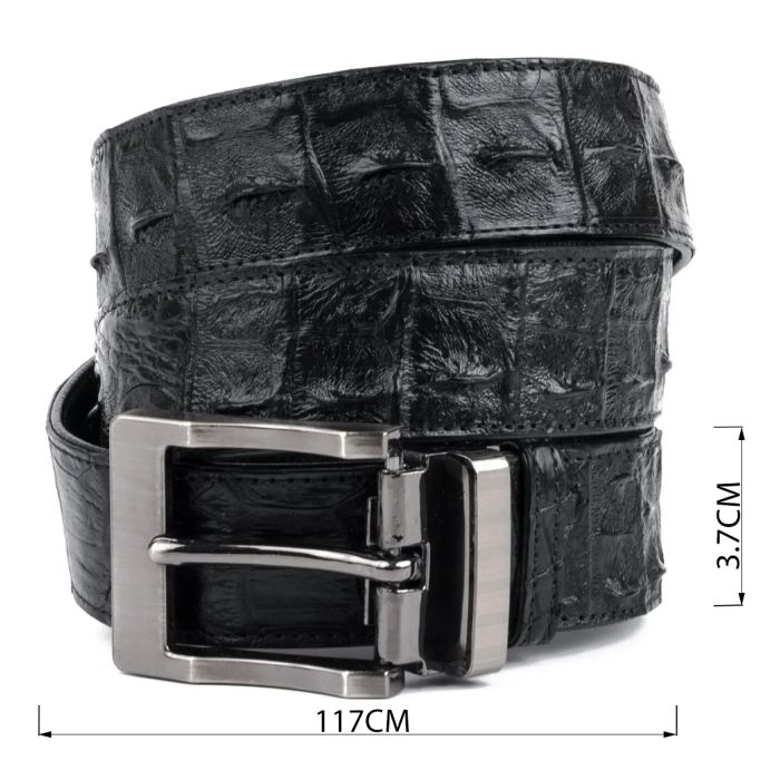 Ремінь класика з натуральної шкіри крокодила CROCODILE LEATHER 18018 Чорний