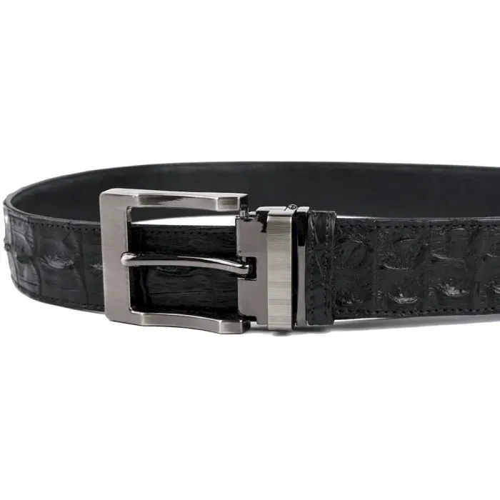 Ремінь класика з натуральної шкіри крокодила CROCODILE LEATHER 18018 Чорний