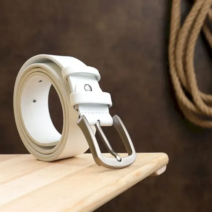 Ремень кожаный унисекс Vintage 20729 Белый