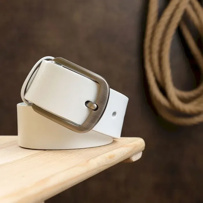 Ремень кожаный унисекс Vintage 20729 Белый