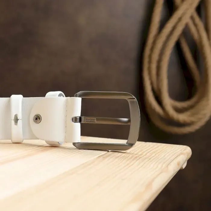 Ремень кожаный унисекс Vintage 20729 Белый