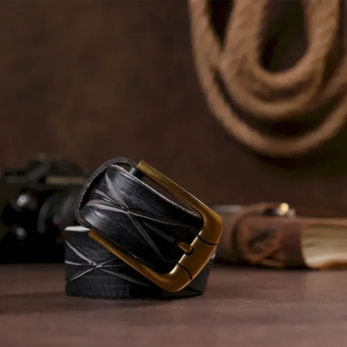 Ремень кожаный Vintage 20126 Черный