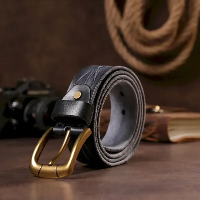 Ремень кожаный Vintage 20126 Черный