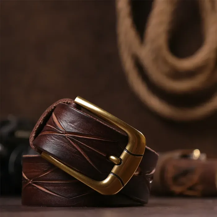 Ремінь шкіряний Vintage 20132 Темно-коричневий
