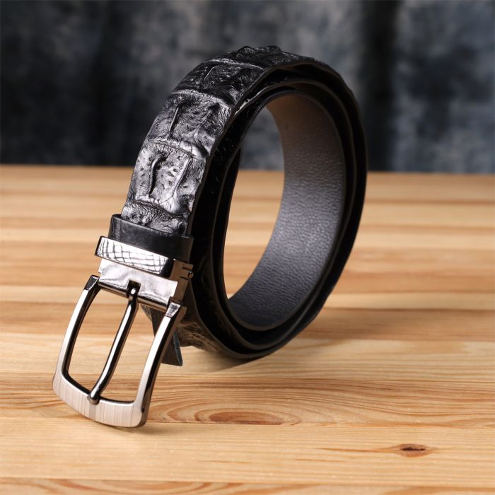 Ремінь чоловічий CROCODILE LEATHER 18008 з натуральної шкіри крокодила Чорний
