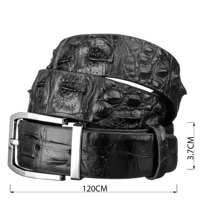 Ремінь чоловічий CROCODILE LEATHER 18008 з натуральної шкіри крокодила Чорний