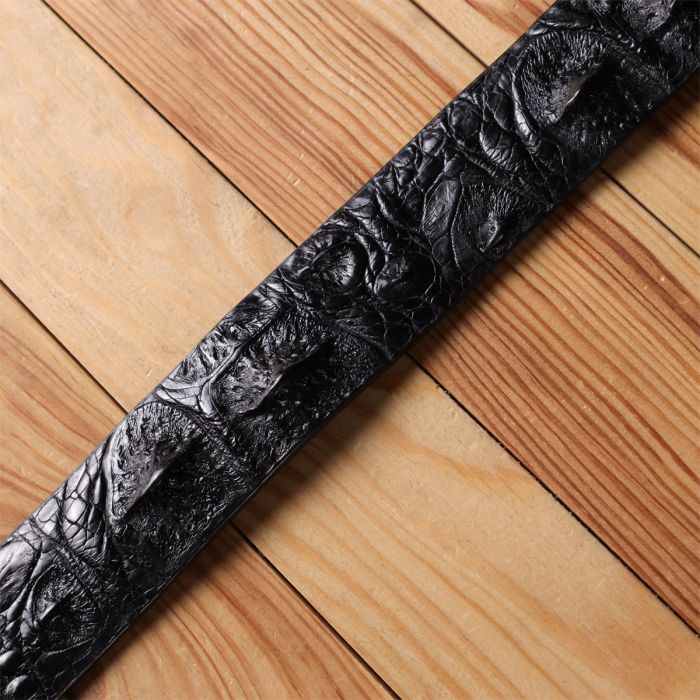 Ремінь чоловічий CROCODILE LEATHER 18008 з натуральної шкіри крокодила Чорний