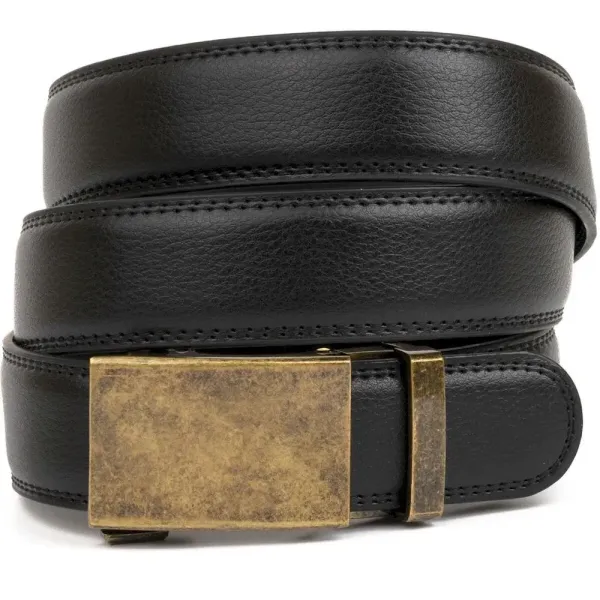  Ремінь чоловічий з латунною пряжкою Vintage 20310 Чорний
