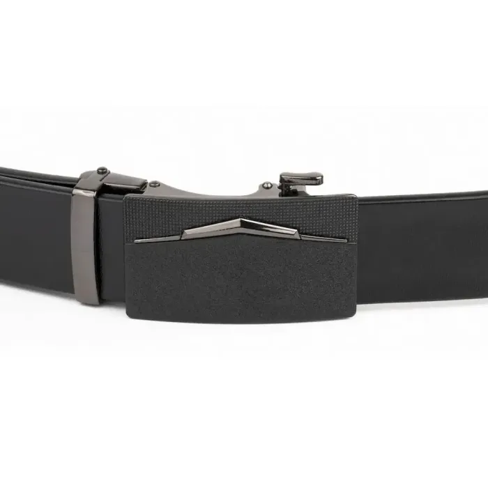Ремінь чоловічий з матовою зернистою вставкою на пряжці Vintage 20333 Чорний