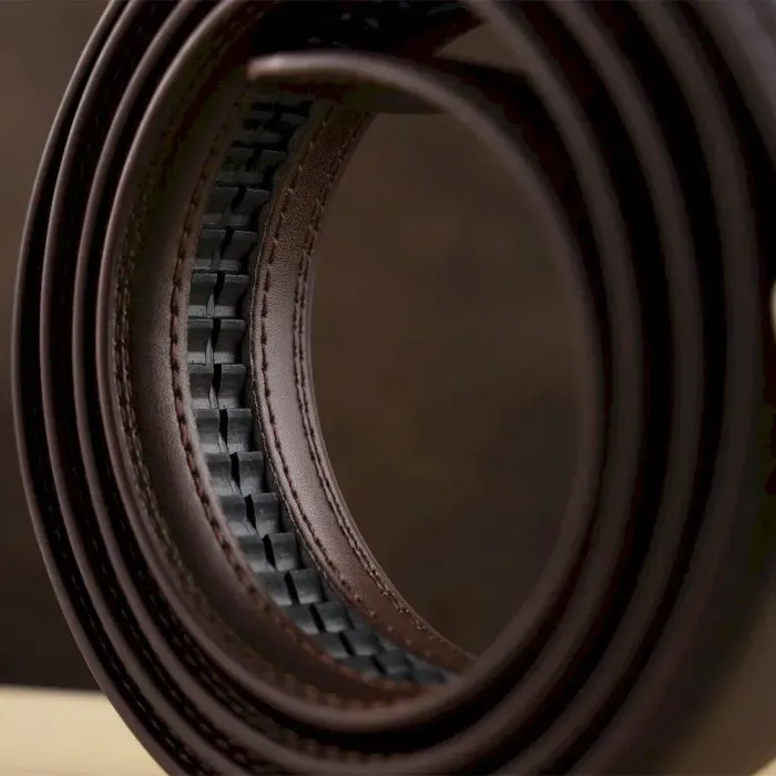 Ремінь чоловічий з прямокутною пряжкою Vintage 20311 Коричневий