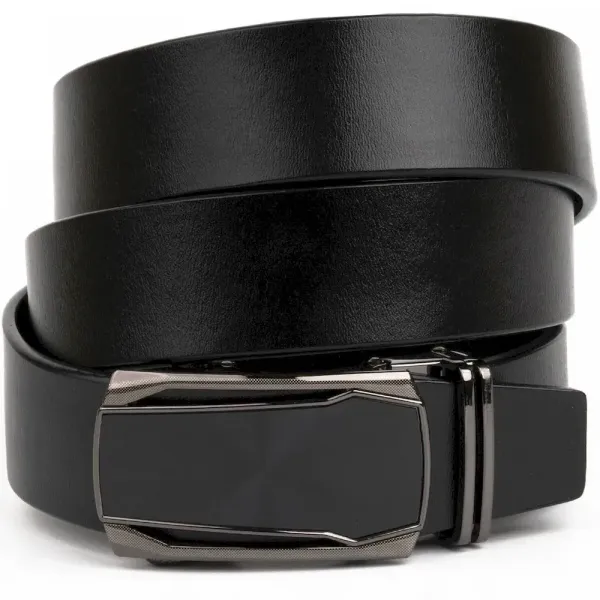 Ремінь чоловічий з рамкою із затемненого металу Vintage 20277 Чорний