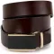 Ремень мужской c золотистой прямоугольной пряжкой Vintage 20260 Коричневый