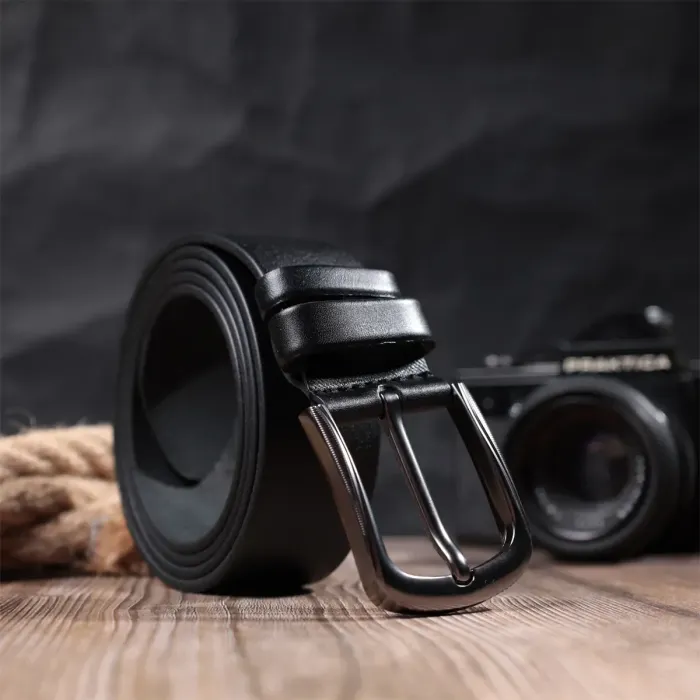 Ремень мужской из натуральной кожи Vintage 20804 Черный