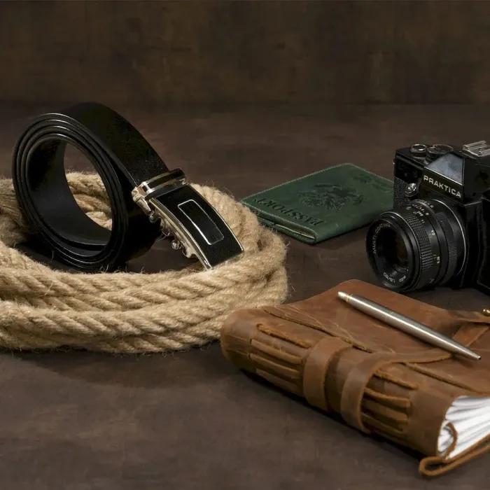 Ремень мужской с автоматической черной пряжкой Vintage 20293 Черны