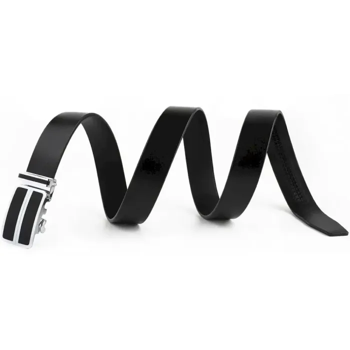 Ремінь чоловічий з автоматичною пряжкою та чорними вставками Vintage 20281 Чорний